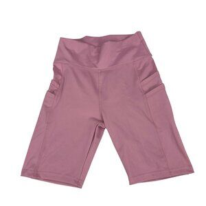 High-Waisted Light Pink Shein Biker Shorts With Side Pockets Size S